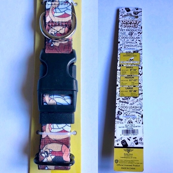 2/$20 NEW LOONEY TUNES Dog Pet Collar Adjustable SMALL 9” - 15” Neck Size Brown - Picture 4 of 16